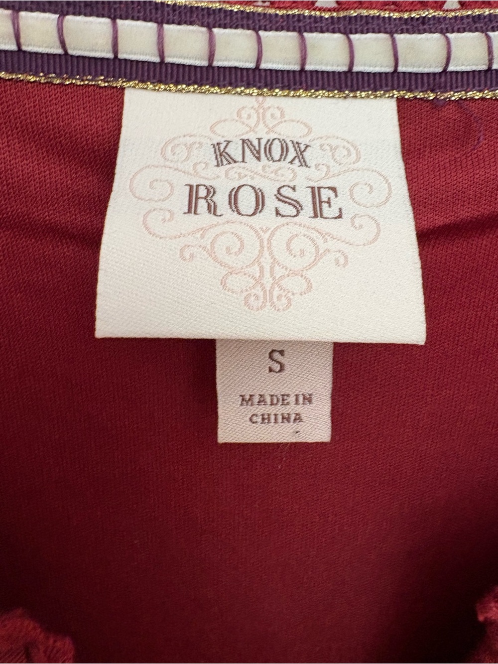 Knox Rose Burgundy Boho Lace Bell Sleeve High Low Dress S - Picture 5 of 10